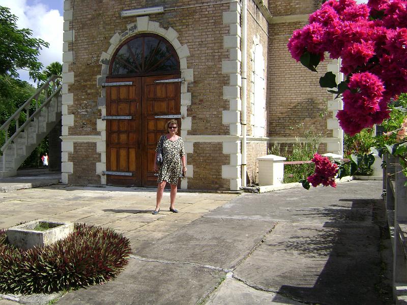 Library - 4886.jpg - Susan in front of Anglican church, Castries